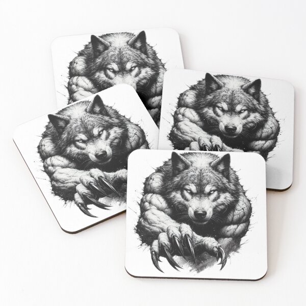 Item preview, powerful wolf black and white sketch tattoo designed and sold by Expressions-Sel.