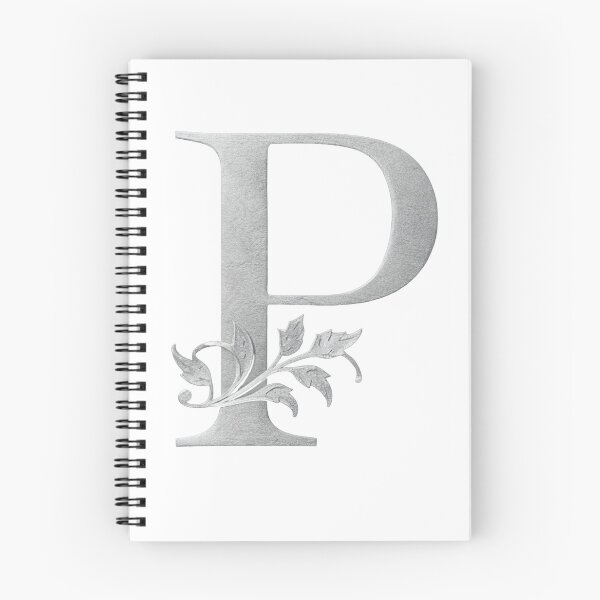 Aperçu de l'œuvre Monogramme floral de luxe P : Typographie élégante en gris et argent créée et vendue par Fil4.