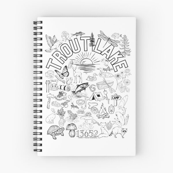 Item preview, Trout Lake Hermon, NY 13652 coloring shirt and poster for kids designed and sold by CreativeCurious.