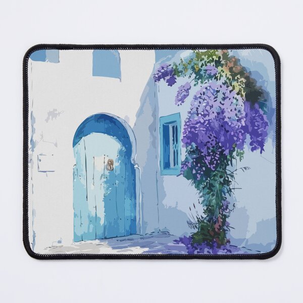 Artikelvorschau, Traditionelles tunesisches Haus mit Blumen Kunstdruck, nordafrikanisches Wanddekor, tunesisches Architekturposter, Blumenkunstwerk entworfen und verkauft von vinciellastudio.