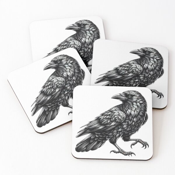 Item preview, Black Raven black and white sketch tattoo designed and sold by Expressions-Sel.