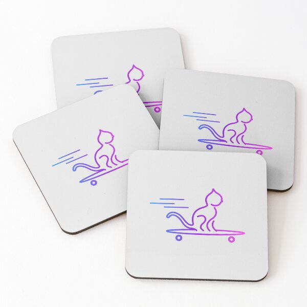 Item preview, Cat on Skateboard - Blue/Pink designed and sold by SquareKeyStudio.