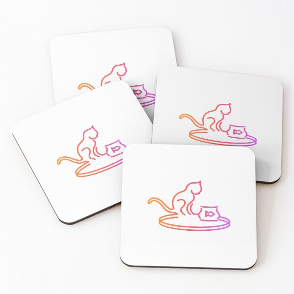 Item preview, Cat and Fish Bowl - Pink/Orange designed and sold by SquareKeyStudio.