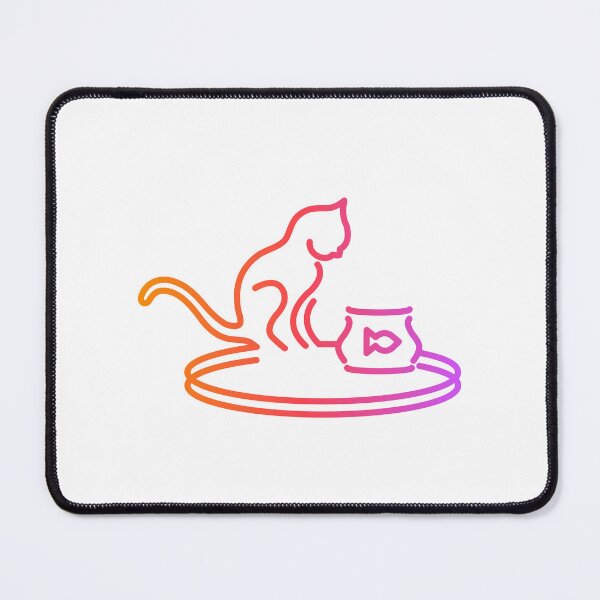 Item preview, Cat and Fish Bowl - Pink/Orange designed and sold by SquareKeyStudio.