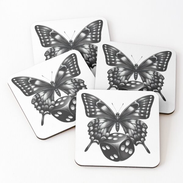 Item preview, butterfly with dark dice  tattoo  design Illustration sketch designed and sold by Expressions-Sel.