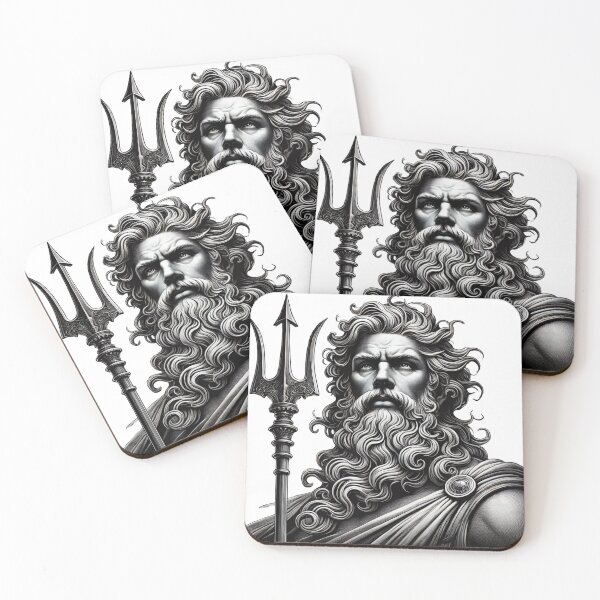 Item preview, Majestic Poseidon: Greek God of the Sea in Black and White designed and sold by AdisKucius.