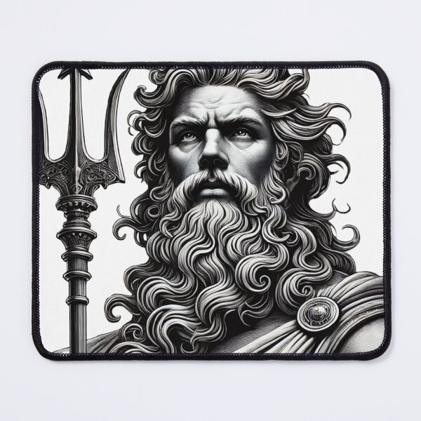 Item preview, Majestic Poseidon: Greek God of the Sea in Black and White designed and sold by AdisKucius.