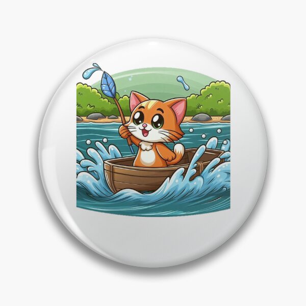 Item preview, A kitten is playing on a boat in the water. designed and sold by liugr-dl.