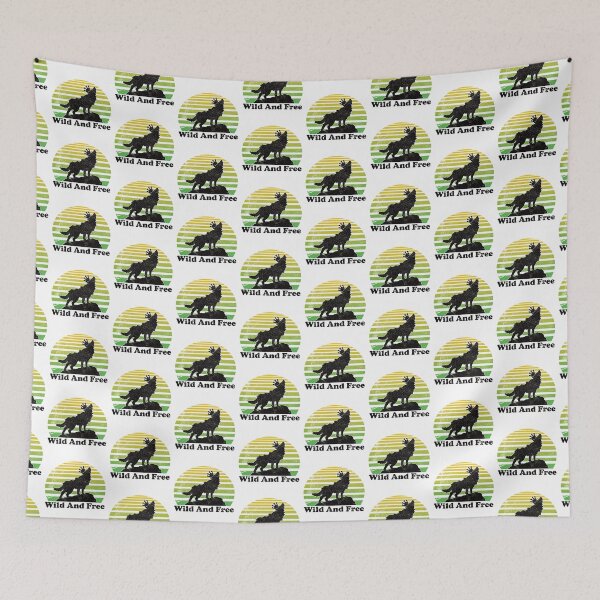 Item preview, Wolf With Crown Green Vaporwave Sun Wild And Free designed and sold by TheRainFamily.
