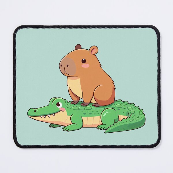 Item preview, Cute Capybara Riding Crocodile Fun Illustration designed and sold by MythMade.