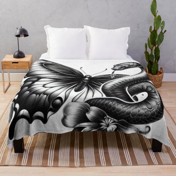Item preview, butterfly with snake and flower tattoo design Illustration sketch designed and sold by Expressions-Sel.