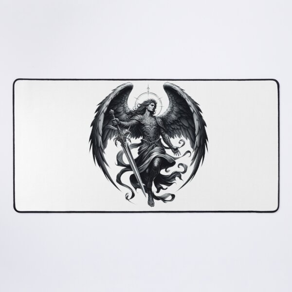 Item preview, angel with a halo, wings and a sword tattoo design Illustration sketch designed and sold by Expressions-Sel.