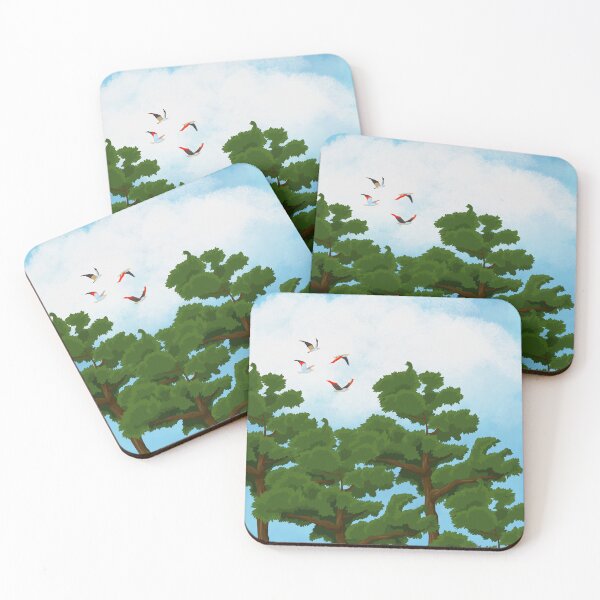 Item preview, Colorful Birds in Flight Over Verdant Trees designed and sold by PratikG24.