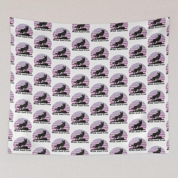 Item preview, Wolf With Crown Purple Vaporwave Sun Wild And Free designed and sold by TheRainFamily.