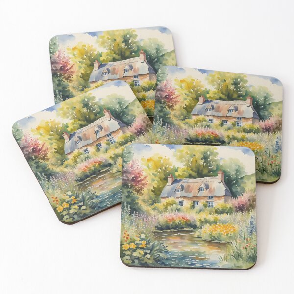 Item preview, Cotswold Cottage in Summer Watercolor Painting designed and sold by MeadowFarmPrint.