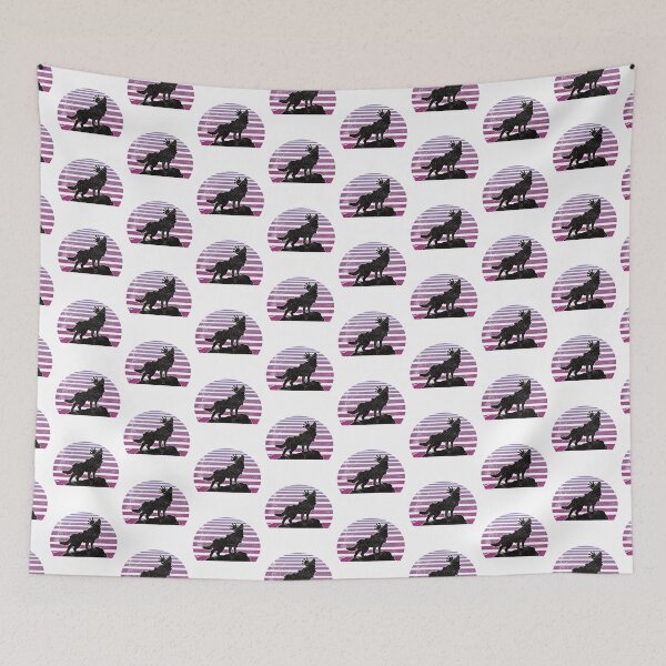 Item preview, Wolf With Crown Purple Retro Vaporwave Sun Vintage Weathered designed and sold by TheRainFamily.
