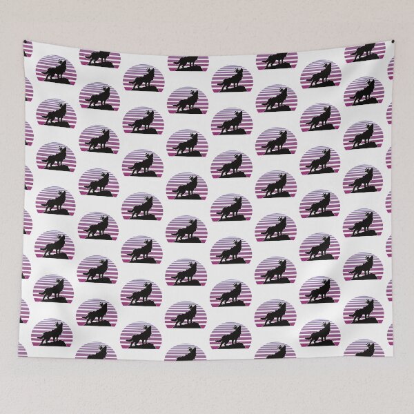 Item preview, Wolf With Crown Purple Retro Vaporwave Sun No Grunge designed and sold by TheRainFamily.