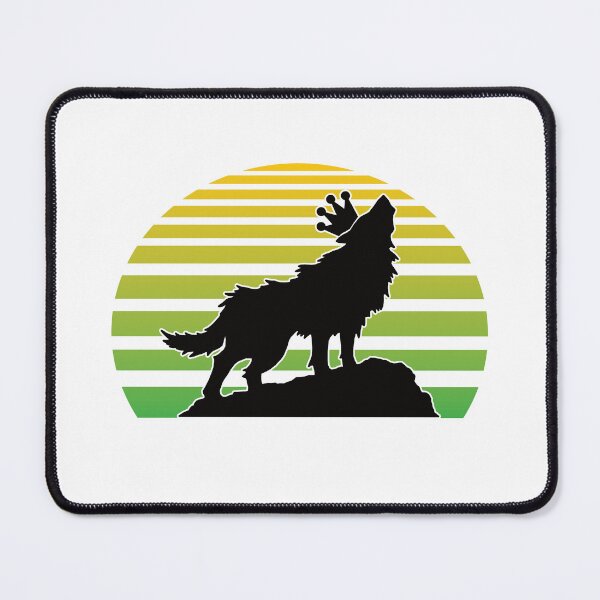 Item preview, Wolf With Crown Green Retro Vaporwave Sun No Grunge designed and sold by TheRainFamily.
