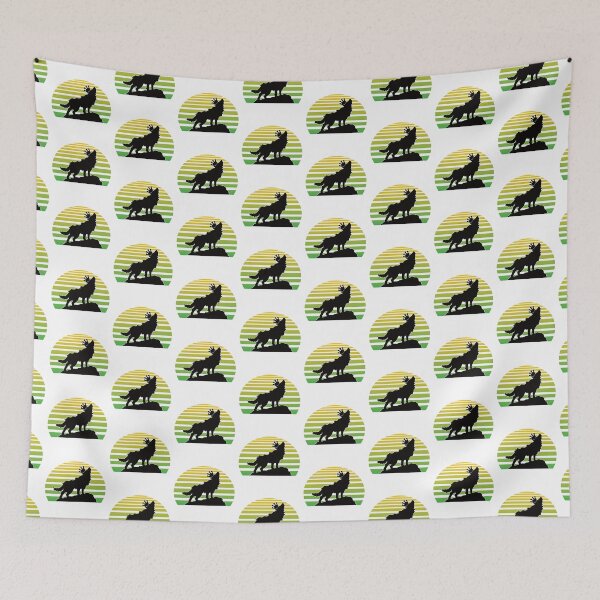 Item preview, Wolf With Crown Green Retro Vaporwave Sun No Grunge designed and sold by TheRainFamily.