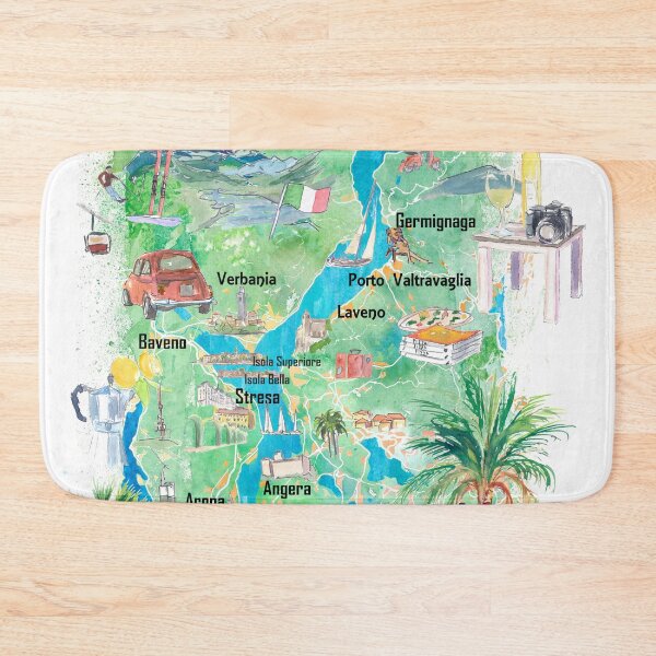 Item preview, Lago Maggiore Illustrated Travel Map with Roads and Highlights in Italy and Switzerland designed and sold by artshop77.