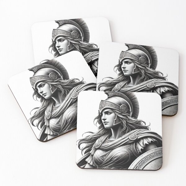 Item preview, Wise Athena: Greek Goddess of Wisdom and Warfare in Black and White designed and sold by AdisKucius.