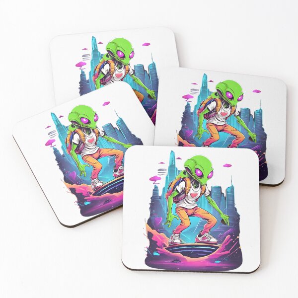 Item preview, Aliens riding hoverboards designed and sold by ElegantOutlines.