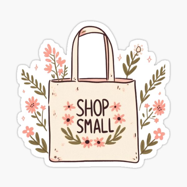 Item preview, Cute Floral Tote Bag that reads “Shop Small” designed and sold by needfulthingsco.