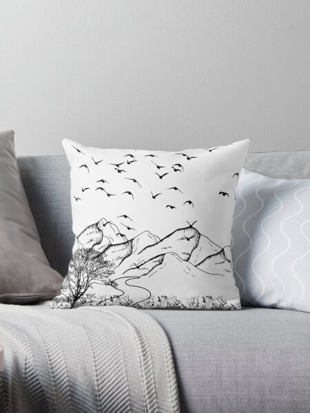 Item preview, Birds flying over a mountain range with trees Spiral Notebooks designed and sold by Fantasy  and anime  natural landscape art.