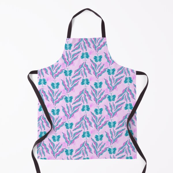 Item preview, Hand painted painterly gouache tribal leaves and butterflies - purple and teal blue designed and sold by JasmineGDesigns.