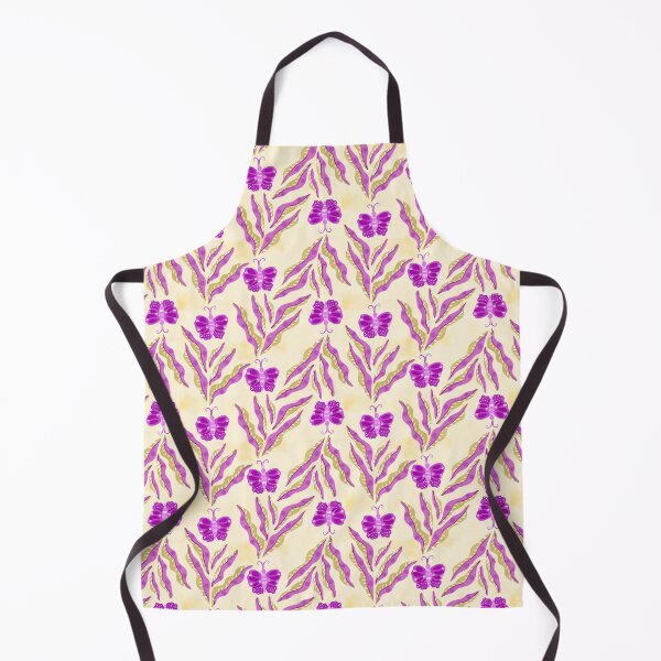 Item preview, Hand painted painterly gouache tribal leaves and butterflies - yellow and fuchsia designed and sold by JasmineGDesigns.