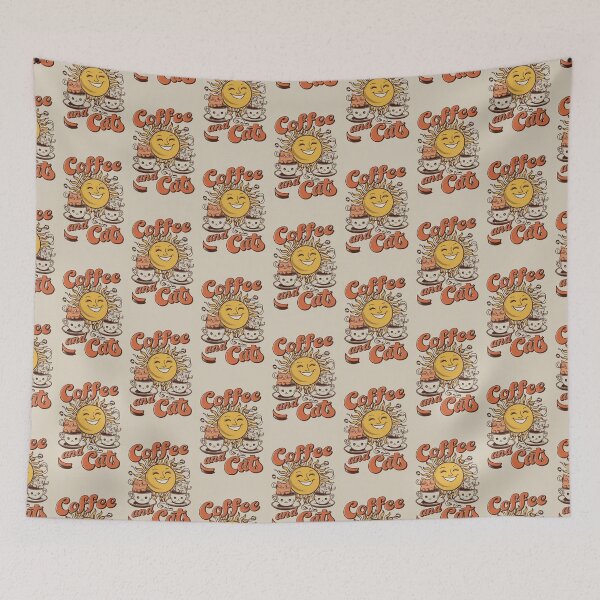 Item preview, Retro Sun Coffee and Cats v3 designed and sold by FenwickDesign99.