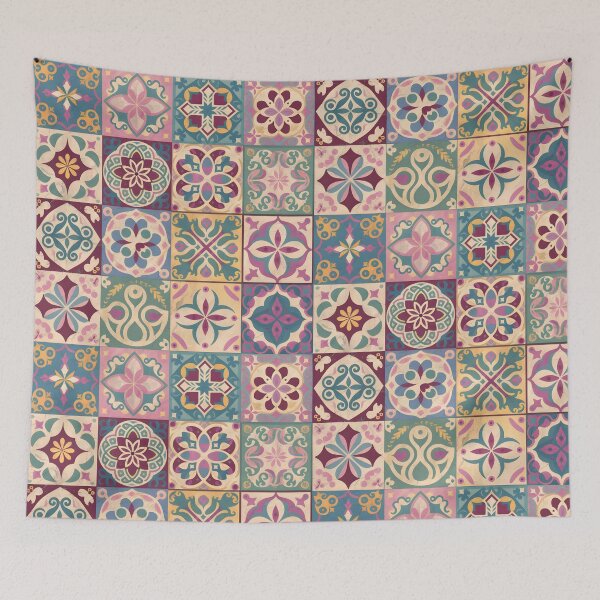 Item preview, "Mediterranean Mosaic: Vintage Tile Tapestry (2)  designed and sold by gogowent.