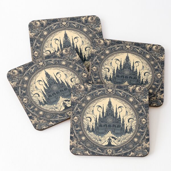 Item preview, Mystical Cathedral | Gothic Cathedral in Dreams: Detailed Sepia Illustration with Intricate Framing designed and sold by tuschollos.