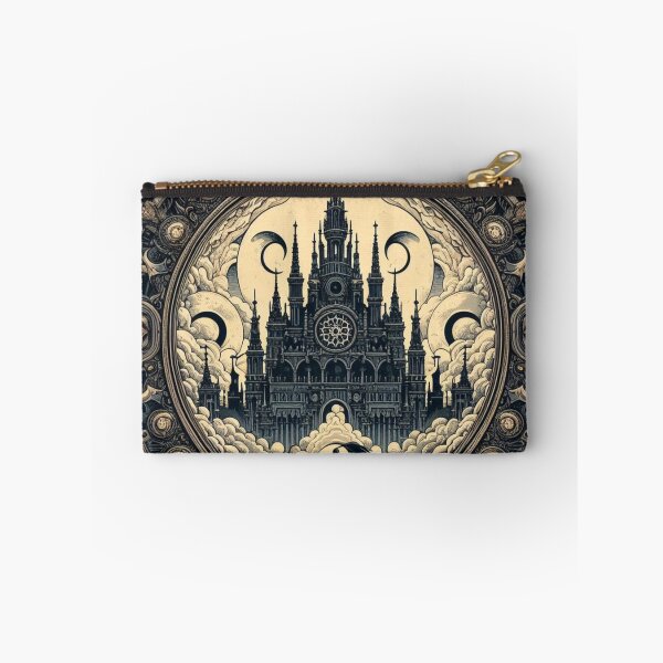 Item preview, Mystical Cathedral | Gothic Cathedral in Dreams: Detailed Sepia Illustration with Intricate Framing designed and sold by tuschollos.
