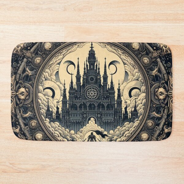 Item preview, Mystical Cathedral | Gothic Cathedral in Dreams: Detailed Sepia Illustration with Intricate Framing designed and sold by tuschollos.