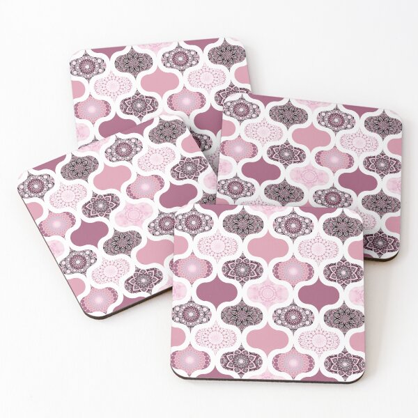 Item preview, Dusky Rose Dot Mandalas Ogee Patchwork Cheater Quilt designed and sold by Triplicate Limited.