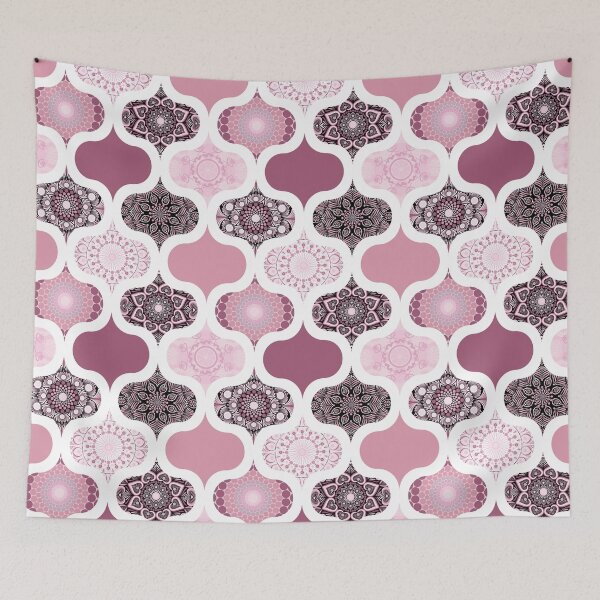 Item preview, Dusky Rose Dot Mandalas Ogee Patchwork Cheater Quilt designed and sold by Triplicate Limited.