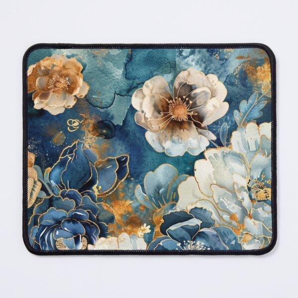 Item preview, Golden Floral Dreamscape on Blue Canvas designed and sold by GhadeerGhonaim.