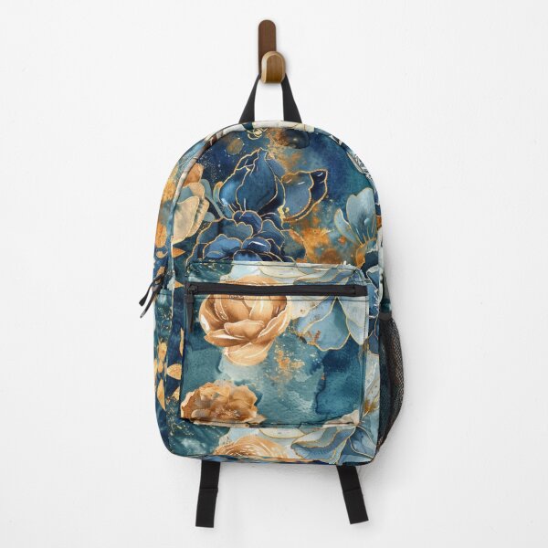 Item preview, Golden Floral Dreamscape on Blue Canvas designed and sold by GhadeerGhonaim.