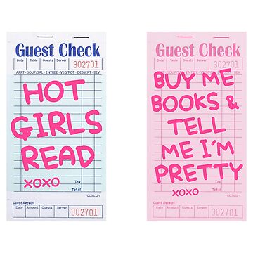 Artwork thumbnail, hot girls read and buy me books and tell me I'm pretty guest check pink and blue pack by catdiasart