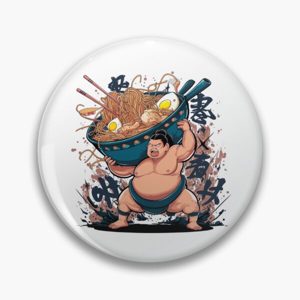Item preview, Sumo wrestler lifting a bowl of ramen, funnyfits70, Humor, Funny designed and sold by FunnyFits70.