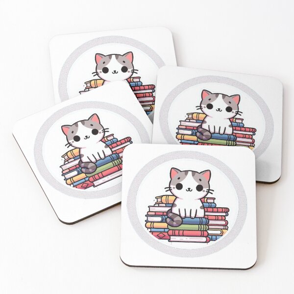 Artikelvorschau, Entzückendes Kätzchen umgeben von Kinderbüchern entworfen und verkauft von Stickers-4-Fun.