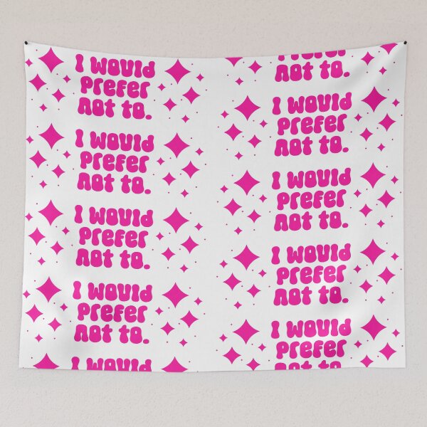 Item preview, I would prefer not to - modern pink text among stars designed and sold by EmeraldeaArt.
