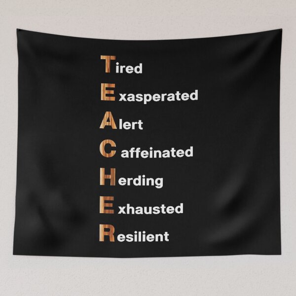 Item preview, Teacher "T- Tired E - Exasperated A - Alert C - Caffeinated H - Herding E - Exhausted R - Resilient" Graphic design designed and sold by PrintChics.