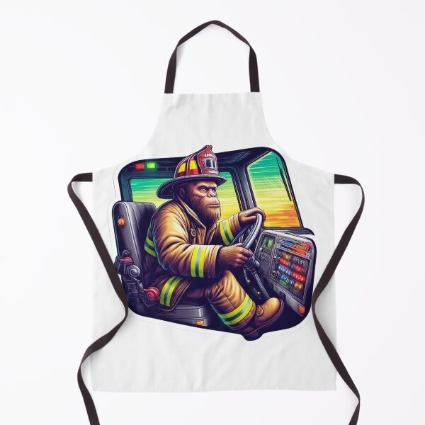 Item preview, Bigfoot as a Firefighter Engineer in bunker gear driving a fire truck designed and sold by BrinaandPops.