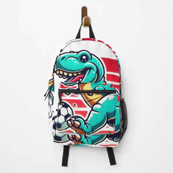Item preview, Tyrannosaurus rex in the caricature style playing football designed and sold by Miguel Araujo.