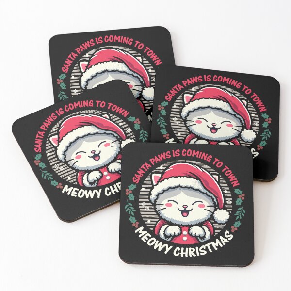 Item preview, Santa paws is coming to town, Meowy Christmas designed and sold by printerrificart.