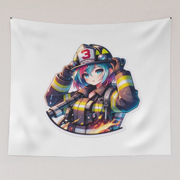 Item preview, Anime Style Female Firefighter designed and sold by BrinaandPops.