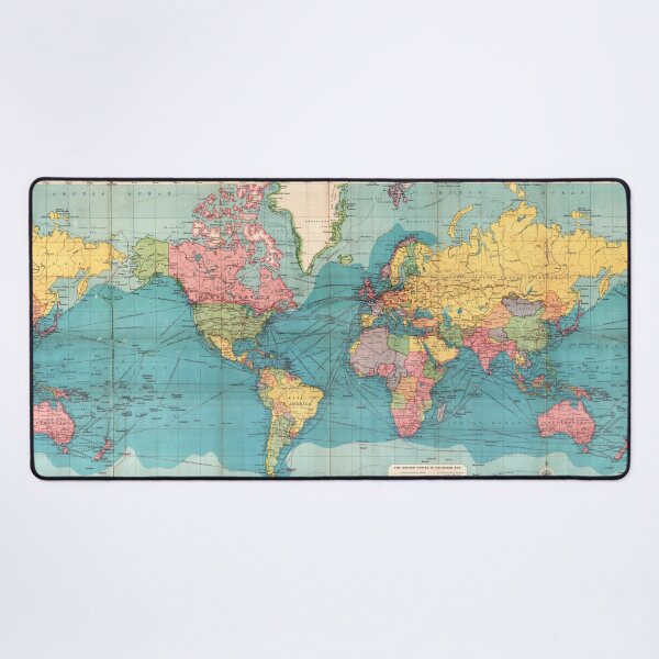 Artikel-Vorschau von Vintage Blaue Regenbogen Historische Weltkarte, Bunte Boho Karte, designt und verkauft von easteuromaps.
