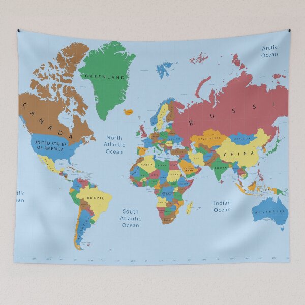 Item preview, Modern Political World Map Poster, Colourful Modern World Map, Boho designed and sold by easteuromaps.